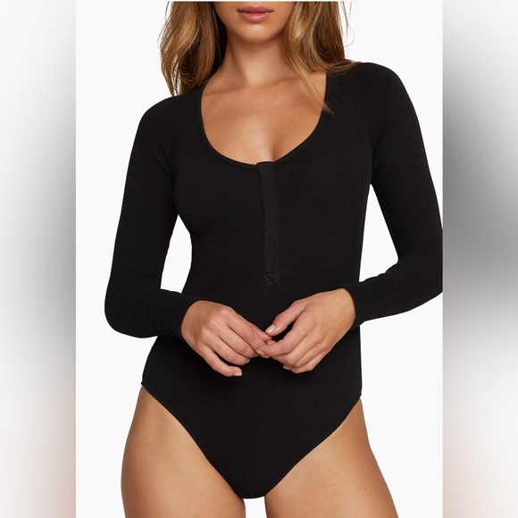 Good American Core long-sleeve women’s bodysuit size M color black. - Picture 1 of 13